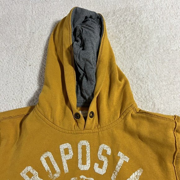 Aeropostale Hoodie Mens Medium Yellow Pullover Graphic Logo New York City - Picture 5 of 9